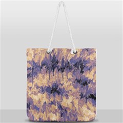Yellow And Purple Abstract Full Print Rope Handle Tote (large) by Dazzleway