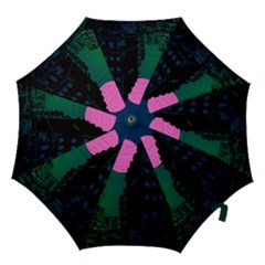 Vaporwave Old Moon Over Nyc Hook Handle Umbrellas (medium) by WetdryvacsLair