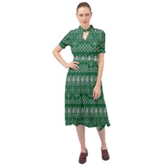 Christmas Knit Digital Keyhole Neckline Chiffon Dress by Mariart