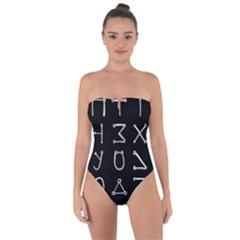 Heinrich Cornelius Agrippa Of Occult Philosophy 1651 Angelic Alphabet Or Celestial Writing Collected Inverted Tie Back One Piece Swimsuit by WetdryvacsLair