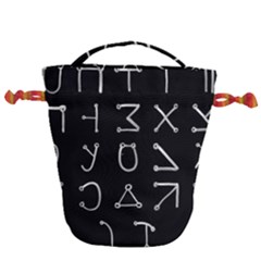 Heinrich Cornelius Agrippa Of Occult Philosophy 1651 Angelic Alphabet Or Celestial Writing Collected Inverted Drawstring Bucket Bag by WetdryvacsLair