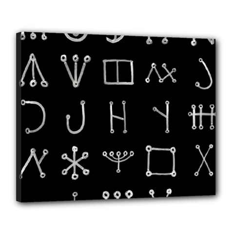 Heinrich Cornelius Agrippa Of Occult Philosophy 1651 Malachim Alphabet Collected Inverted Square Canvas 20  X 16  (stretched) by WetdryvacsLair