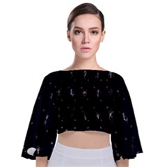 Brush And Ink Card Sequence Collected Tie Back Butterfly Sleeve Chiffon Top by WetdryvacsLair