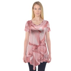 Coral Colored Hortensias Floral Photo Short Sleeve Tunic  by dflcprintsclothing