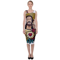 Buddy Christ Sleeveless Pencil Dress by Valentinaart