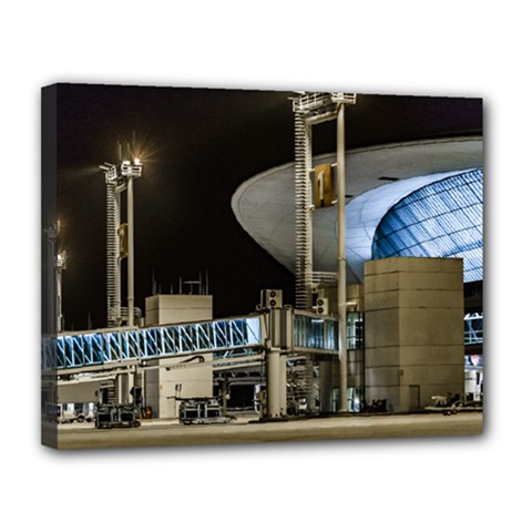 Montevideo Airport Night Scene, Uruguay Canvas 14  X 11  (stretched) by dflcprintsclothing