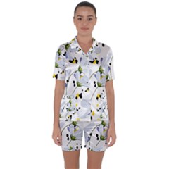 Tree Poppies  Satin Short Sleeve Pajamas Set by Sobalvarro