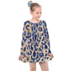 Leopard Skin  Kids  Long Sleeve Dress by Sobalvarro