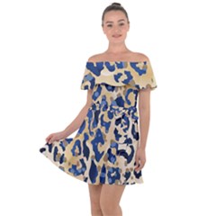 Leopard Skin  Off Shoulder Velour Dress by Sobalvarro