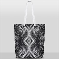 Black And White Full Print Rope Handle Tote (small) by Dazzleway