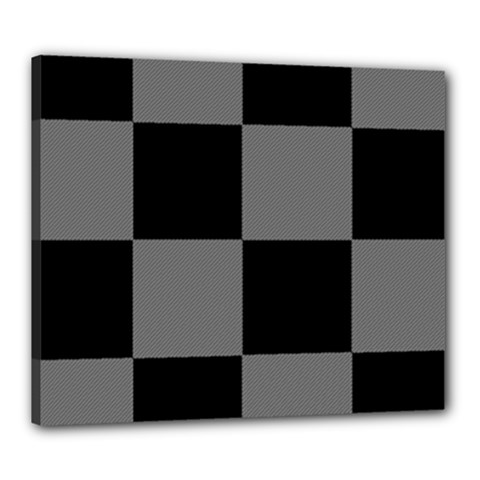 Black Gingham Check Pattern Canvas 24  X 20  (stretched) by yoursparklingshop