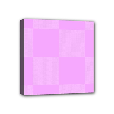 Pink Gingham Check Squares Mini Canvas 4  X 4  (stretched) by yoursparklingshop