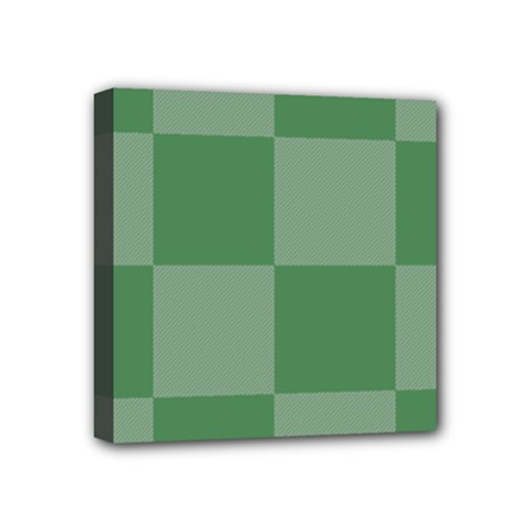 Green Gingham Check Squares Pattern Mini Canvas 4  X 4  (stretched) by yoursparklingshop