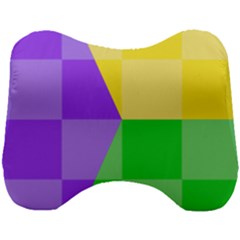Purple Yellow Green Check Squares Pattern Mardi Gras Head Support Cushion by yoursparklingshop