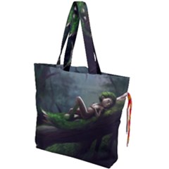 Wooden Child Resting On A Tree From Fonebook Drawstring Tote Bag by 2853937