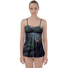 Wooden Child Resting On A Tree From Fonebook Babydoll Tankini Set by 2853937