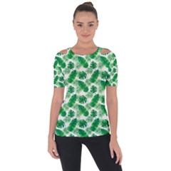 Tropical Leaf Pattern Shoulder Cut Out Short Sleeve Top by Dutashop