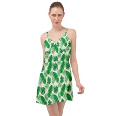 Tropical Leaf Pattern Summer Time Chiffon Dress by Dutashop