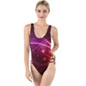 Colorful arcs in neon light, graphic art High Leg Strappy Swimsuit View1