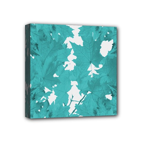 Blue Autumn Maple Leaves Collage, Graphic Design Mini Canvas 4  X 4  (stretched) by picsaspassion