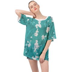 Blue Autumn Maple Leaves Collage, Graphic Design Oversized Chiffon Top by picsaspassion