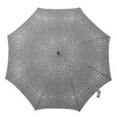Modern Ornate Geometric Silver Pattern Hook Handle Umbrellas (large) by dflcprintsclothing