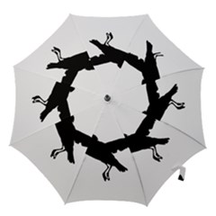 Seagull Flying Silhouette Drawing 2 Hook Handle Umbrellas (small) by dflcprintsclothing
