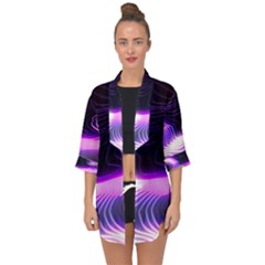 Illustration Scene Blue Open Front Chiffon Kimono by Dutashop