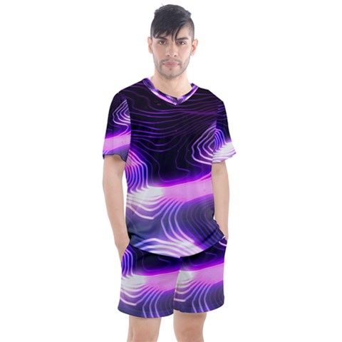 Illustration Scene Blue Men s Mesh Tee And Shorts Set by Dutashop