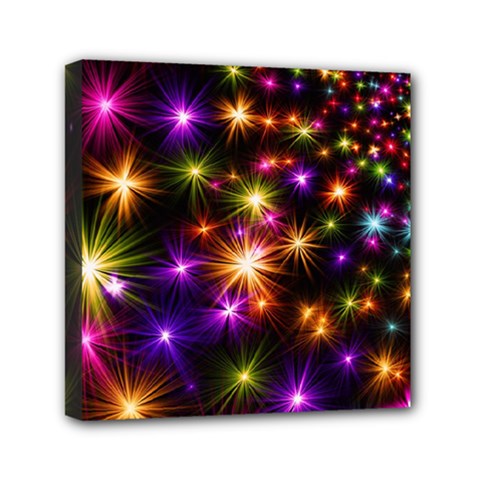 Star Colorful Christmas Abstract Mini Canvas 6  X 6  (stretched) by Dutashop