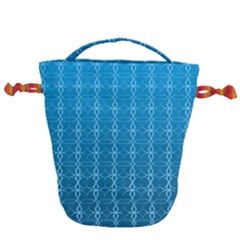 Background Texture Pattern Blue Drawstring Bucket Bag by Dutashop