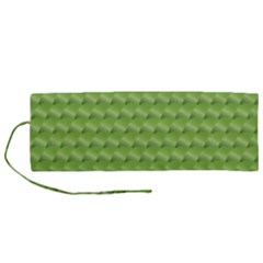 Green Pattern Ornate Background Roll Up Canvas Pencil Holder (m) by Dutashop