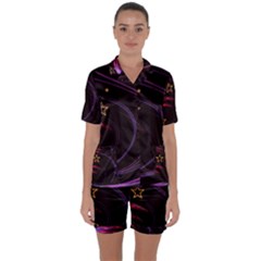 Background Abstract Star Satin Short Sleeve Pajamas Set by Dutashop