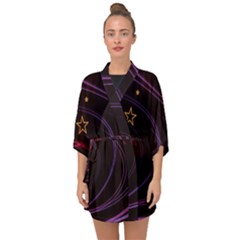 Background Abstract Star Half Sleeve Chiffon Kimono by Dutashop