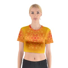 Fractal Yellow Orange Cotton Crop Top by Dutashop