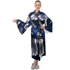 Structure Blue Background Maxi Velour Kimono by Dutashop