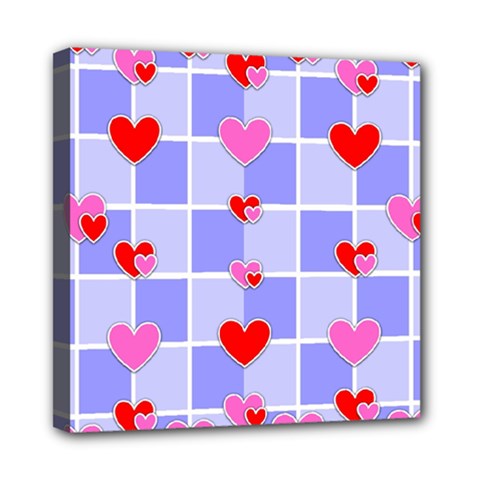 Love Hearts Valentine Decorative Mini Canvas 8  X 8  (stretched) by Dutashop