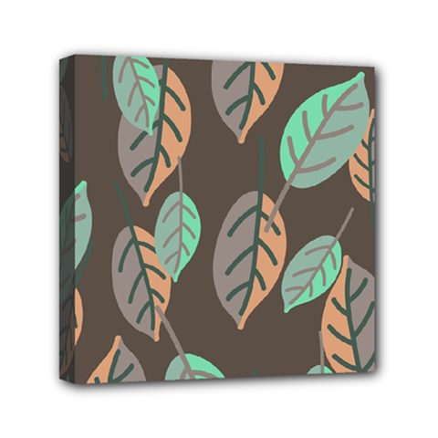 Leaf Brown Mini Canvas 6  X 6  (stretched) by Dutashop