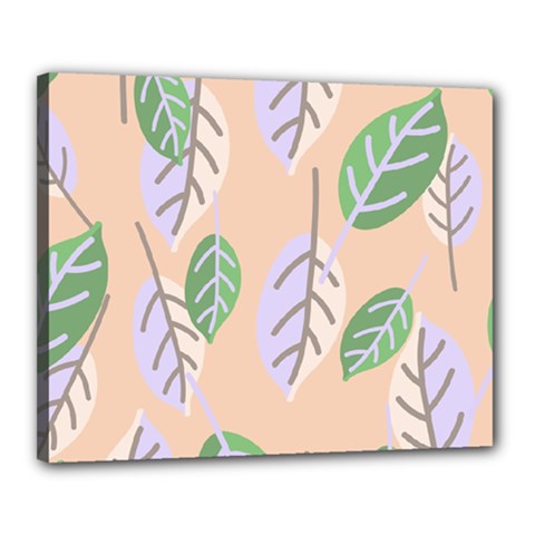 Leaf Pink Canvas 20  X 16  (stretched) by Dutashop