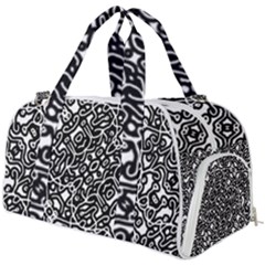 Interlace Black And White Pattern Burner Gym Duffel Bag by dflcprintsclothing