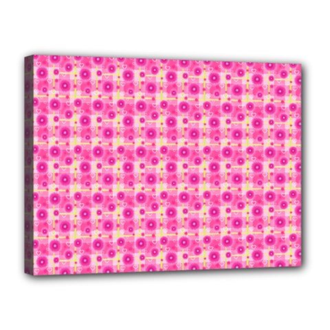 Heart Pink Canvas 16  X 12  (stretched) by Dutashop