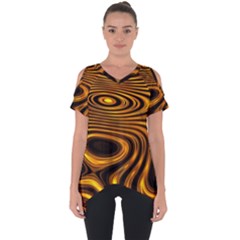 Wave Abstract Lines Cut Out Side Drop Tee by Dutashop