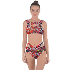 Maze Abstract Texture Rainbow Bandaged Up Bikini Set  by Dutashop