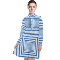 Metallic Blue Shiny Reflective Long Sleeve Chiffon Shirt Dress by Dutashop
