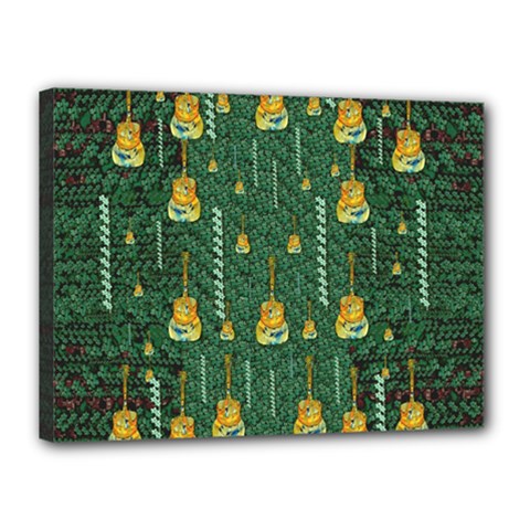 Guitars In The Most Beautiful Landscape Of Fantasy And Sakura Canvas 16  X 12  (stretched) by pepitasart