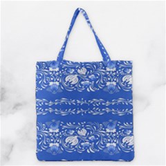 Blue Flowers Grocery Tote Bag by Eskimos
