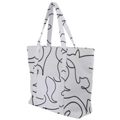 Cats Line Art  Zip Up Canvas Bag by Sobalvarro