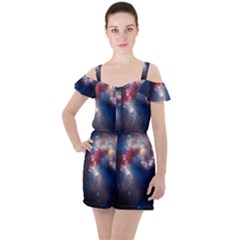Galaxy Ruffle Cut Out Chiffon Playsuit by ExtraAwesomeSauce