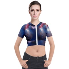 Galaxy Short Sleeve Cropped Jacket by ExtraAwesomeSauce
