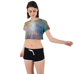 Colorful Galaxy Tie Back Short Sleeve Crop Tee by ExtraAwesomeSauce